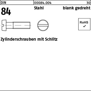 DIN 84 Stahl M 1 x 2 blank gedreht gedreht S