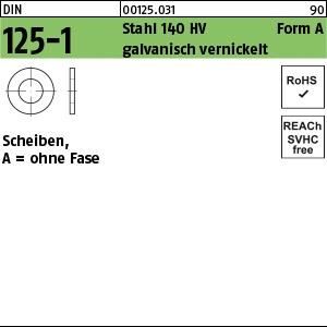 DIN 125 Stahl 140 HV A 3,2 galv. vernickelt gal Ni S