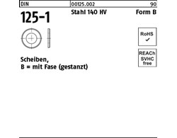 DIN 125-1 Stahl 140 HV Form B Scheiben, mit Fase (gestanzt) 