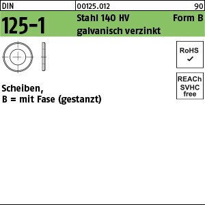 DIN 125 Stahl 140 HV B 3,2 galv. verzinkt gal Zn S