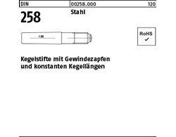 DIN 258 Stahl Kegelstifte mit Gewindezapfen und konstanten Kegellängen