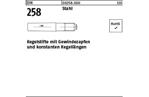 DIN 258 Stahl Kegelstifte mit Gewindezapfen und konstanten Kegellängen