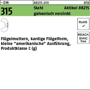 ART 88215 Flügelmu. kl. Form St. M 3 galv. verzinkt gal Zn S