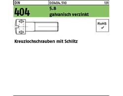 DIN 404 5.8 galvanisch verzinkt Kreuzlochschrauben mit Schlitz 