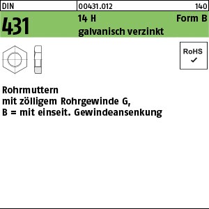 DIN 431 14 H BG 1/4 SW 22 galv. verzinkt gal Zn S