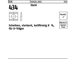 DIN 434 Stahl Scheiben, vierkant, keilförmig 8 %, für U-Träger
