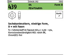 DIN 439 04 Form B flZn/TL 480h (zinklamellenbesch.) Sechskantmuttern, niedrige F