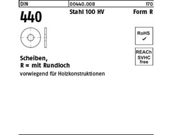 DIN 440 Stahl 100 HV Form R Scheiben, R = mit Rundloch 