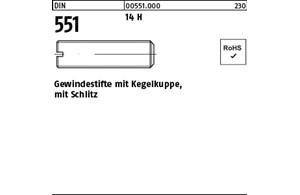 DIN 551 14 H Gewindestifte mit Kegelkuppe, mit Schlitz