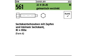 DIN 561 22 H (8.8) Ri galvanisch verzinkt Sechskantschrauben mit Zapfen und klei