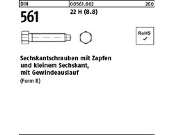 DIN 561 22 H (8.8) Sechskantschrauben mit Zapfen und kleinem Sechskant, mit Gewi