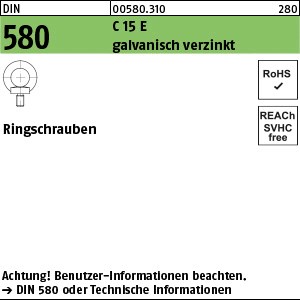 DIN 580 C15E M 6 galv. verzinkt gal Zn S