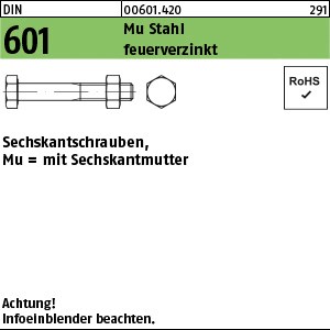 DIN 601 Mu St. M 10 x 20 feuerverzinkt tZn S