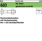 DIN 603 Mu Stahl galvanisch verzinkt Flachrundschrauben mit Vierkantansatz Mu = 