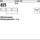 DIN 835 5.8 Stiftschrauben, Einschraubende = 2 d 