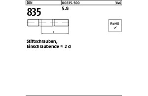 DIN 835 5.8 Stiftschrauben, Einschraubende = 2 d 