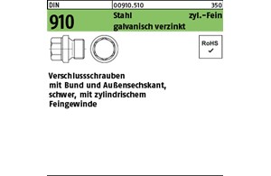 DIN 910 Stahl zyl.-Fein galvanisch verzinkt Verschlussschrauben mit Bund und Auß