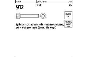 ~DIN 912 8.8 VG Zylinderschrauben mit Innensechskant, Vollgewinde (Gew. bis Kopf