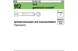 DIN 912 10.9 galvanisch verzinkt Zylinderschrauben mit Innensechskant 