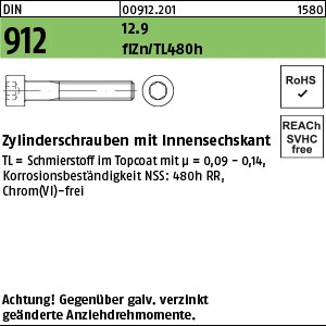 DIN 912 12.9 M 10 x 80 flZn/nc/TL/x/480h/C flZn S