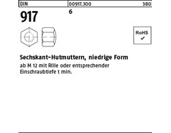 DIN 917 6 Sechskant-Hutmuttern, niedrige Form 