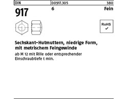 DIN 917 6 Fein Sechskant-Hutmuttern, niedrige Form, mit metrischem Feingewinde