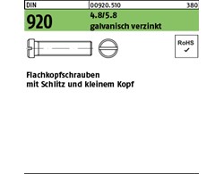 DIN 920 4.8/5.8 galvanisch verzinkt Flachkopfschrauben mit Schlitz und kleinem K