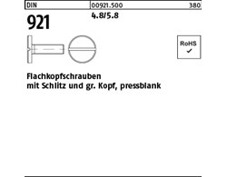 DIN 921 4.8/5.8 Flachkopfschrauben mit Schlitz und großem Kopf, pressblank