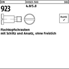 DIN 923 4.8/5.8 Flachkopfschrauben mit Schlitz und Ansatz, ohne Freistich