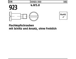 DIN 923 4.8/5.8 Flachkopfschrauben mit Schlitz und Ansatz, ohne Freistich