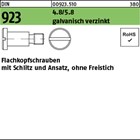 DIN 923 4.8/5.8 galvanisch verzinkt Flachkopfschrauben mit Schlitz und Ansatz, o