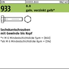 DIN 933 8.8 galv. verz. gelb Sechskantschrauben mit Gewinde bis Kopf 