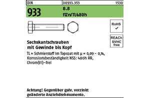DIN 933 8.8 flZn/TL 480h (zinklamellenbesch.) Sechskantschrauben mit Gewinde bis