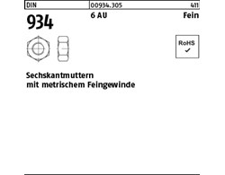 DIN 934 6 AU Fein Sechskantmuttern mit metrischem Feingewinde