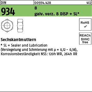DIN 934 8 M 10 gal Zn 8 DiSP + SL gal ZnDi S