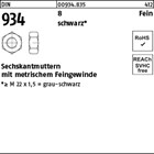 DIN 934 8 Fein schwarz Sechskantmuttern mit metrischem Feingewinde