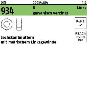 DIN 934 6-8 M 4-LH galv. verzinkt gal Zn S