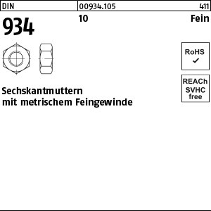 DIN 934 10 M 8 x 1 S