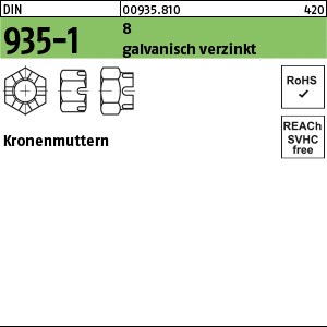 DIN 935 -1 8 M 8 galv. verzinkt gal Zn S