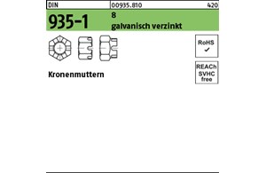 DIN 935-1 8 galvanisch verzinkt Kronenmuttern 