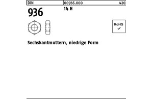 DIN 936 14 H Sechskantmuttern, niedrige Form 