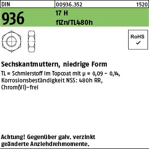 DIN 936 17 H M 8 flZn/nc/TL/x/480h/C flZn S