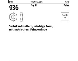 DIN 936 14 H Fein Sechskantmuttern, niedrige Form mit metrischem Feingewinde