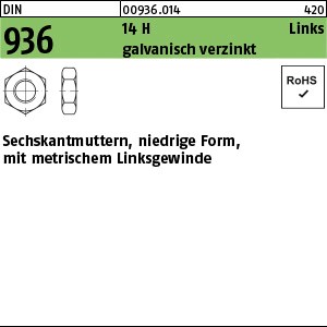 DIN 936 14 H M 10 -LH galv. verzinkt gal Zn S