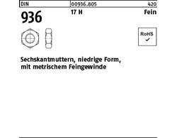 DIN 936 17 H Fein Sechskantmuttern, niedrige Form mit metrischem Feingewinde