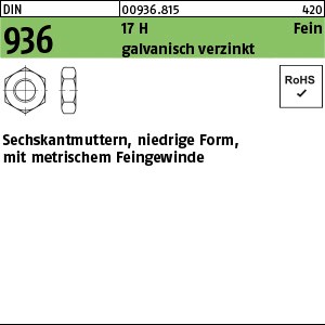 DIN 936 17 H M 8 x 1 galv. verzinkt gal Zn S