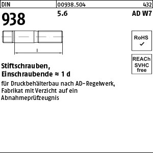 DIN 938 5.6 M 8 x 20 gestempelt, AD W7 S