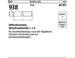 DIN 938 5.6 AD W7 Stiftschrauben, Einschraubende = 1 d 