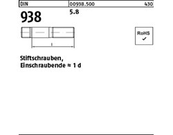 DIN 938 5.8 Stiftschrauben, Einschraubende = 1 d 