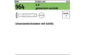 DIN 964 4.8 galvanisch verzinkt Linsensenkschrauben mit Schlitz 